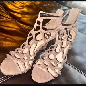 Knot-Front Strappy High Heel Sandals - Light Taupe